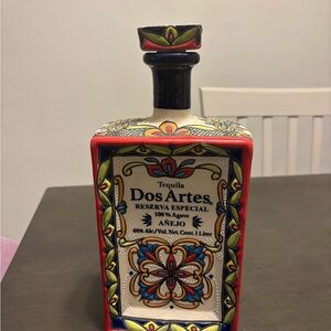 Dos Artes Tequila Bottle with Colorful Design